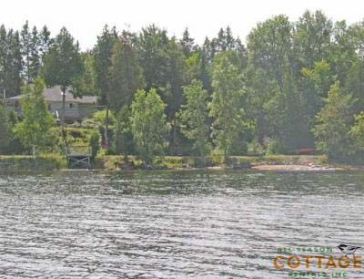 View of cottage and shoreline.